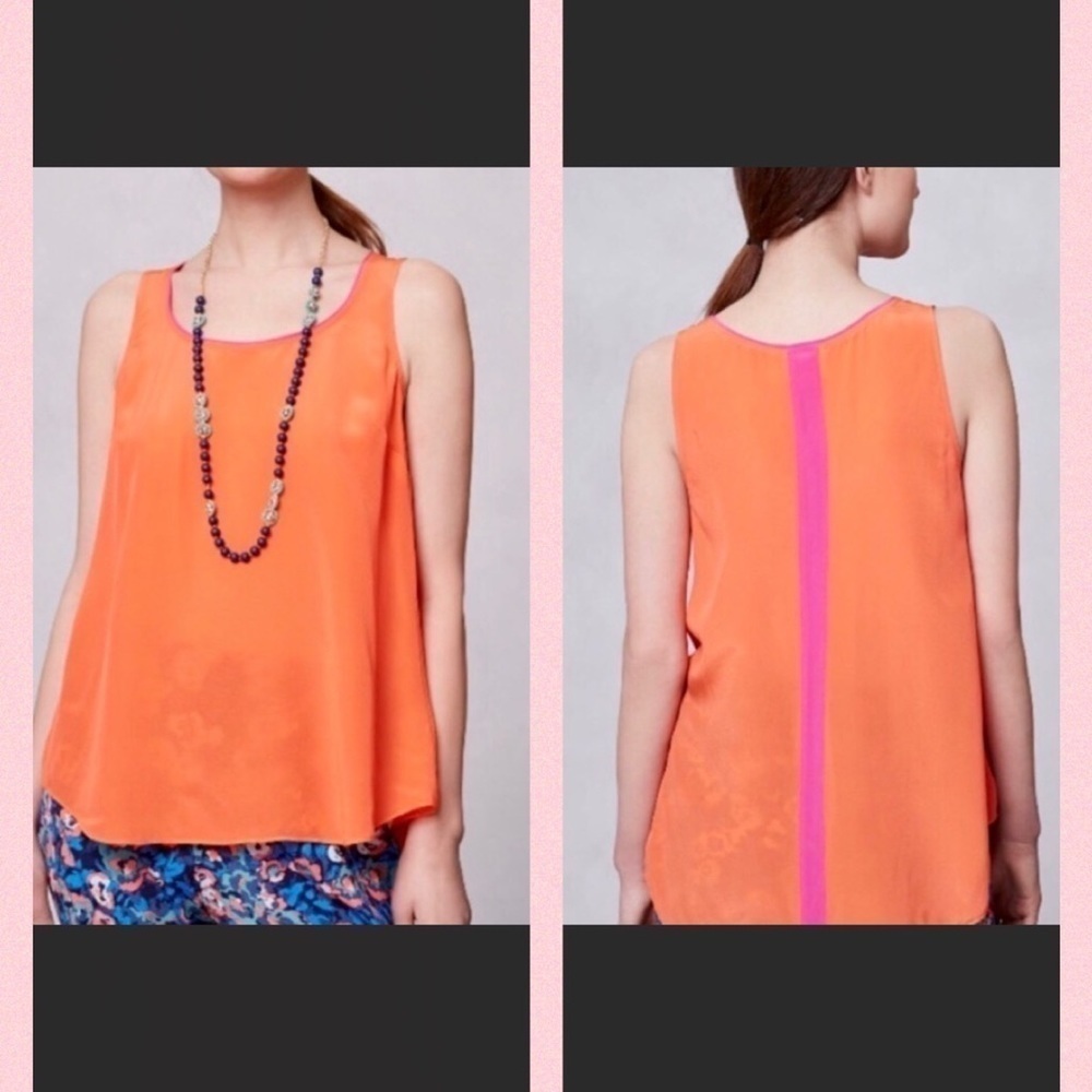 Anthropologie Maeve Orange Sleeveless Tunic Sz 6